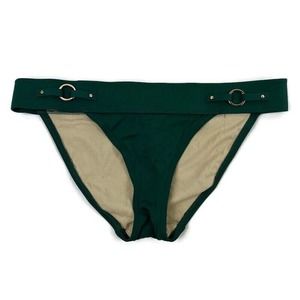 Victoria’s Secret Bikini Bottom Womens Small Green Swimsuit Gold o-ring